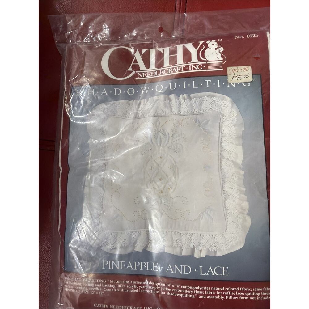 NEW Cathy Needlecraft‎ Shadow Quilting Pillow Kit Pineapple, And Lace 6925